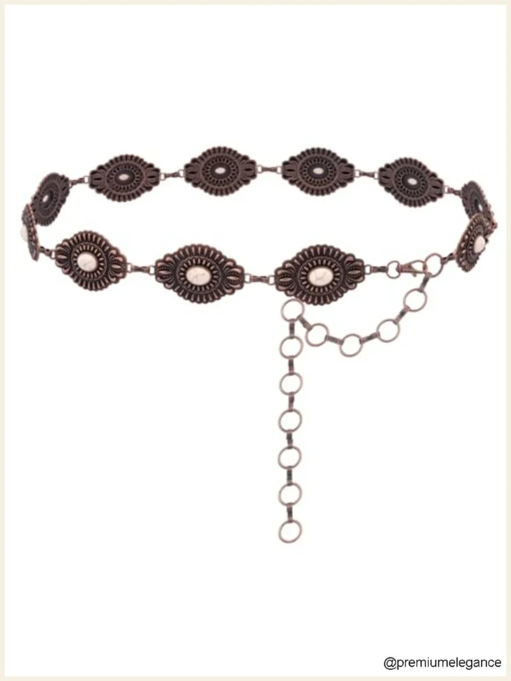 Vintage Style Western Concho Metal Belt with Turquoise Accents